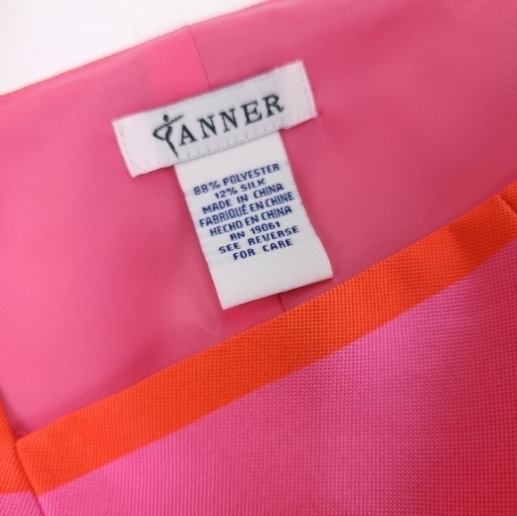 Tanner Doncaster Orange Pink Stripe Collaboration Skirt Suit Set Sz 14 - Picture 8 of 16